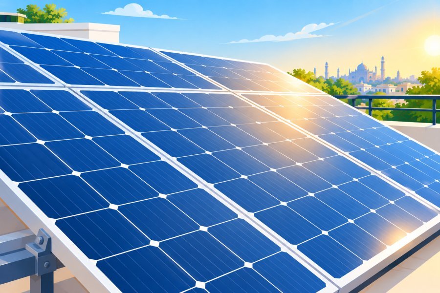 Close-up of rooftop solar panels